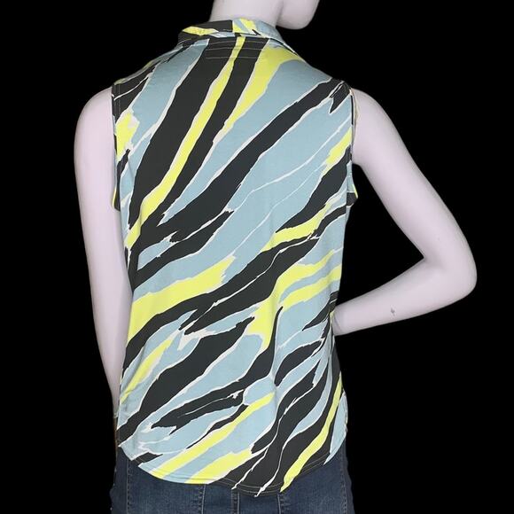 Jamie Sadock Sleeveless Blouse Pullover Size S Green Tones and Black - Picture 6 of 14